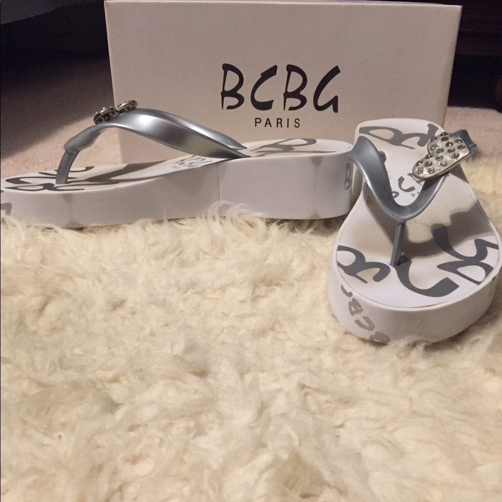 Wedged White Flip Flops