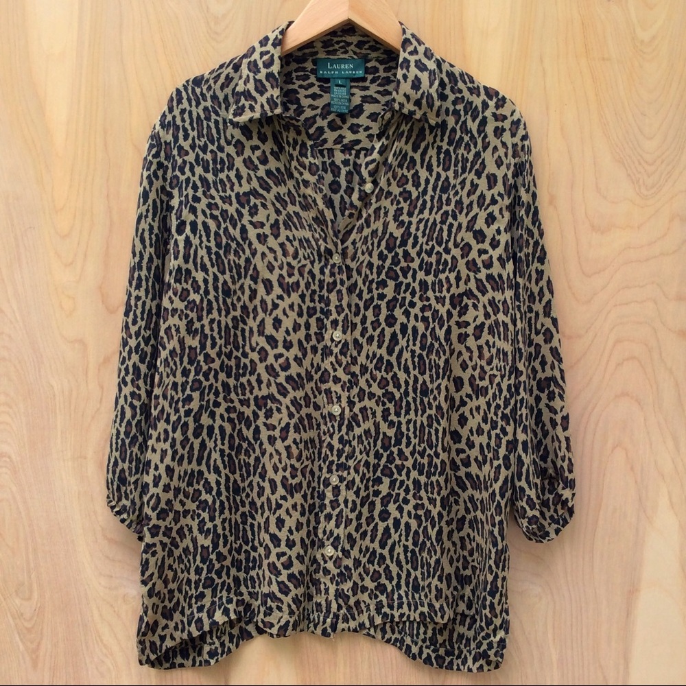 LAUREN by RL // Button-up Silk Blouse Size L