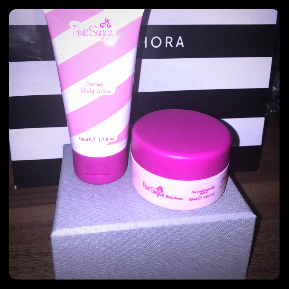 Pink sugar body lotion and body Mousse