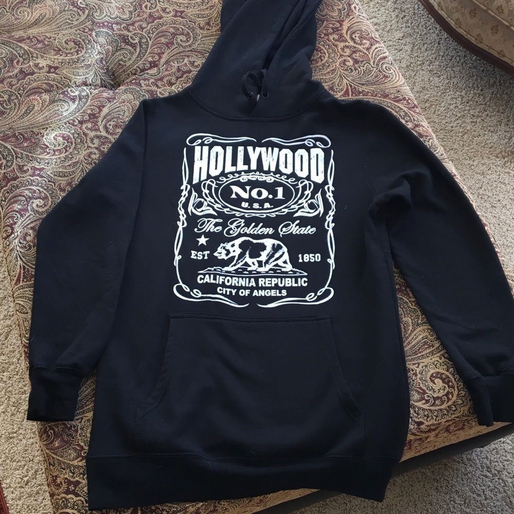 black Hollywood graphic Hoodie tunic length warm
