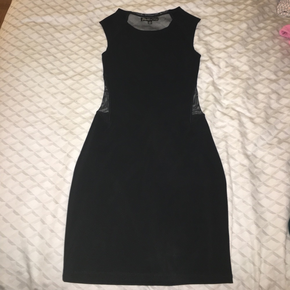 Elizabeth & James black mini dress with mesh back
