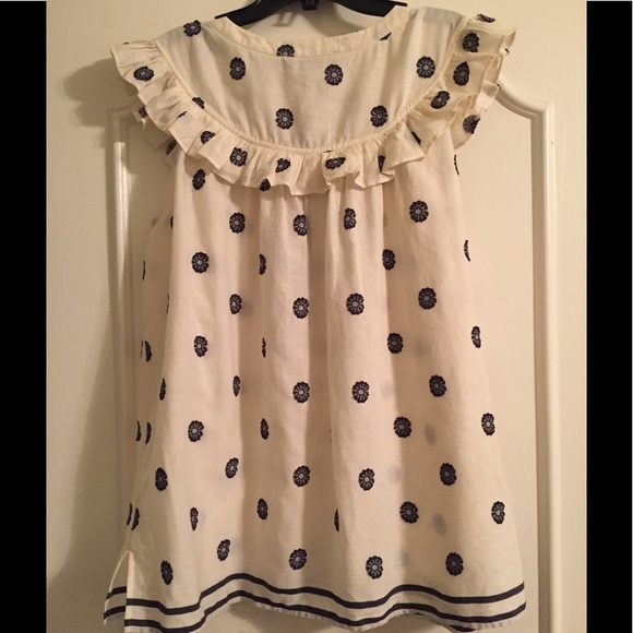 LOFT Nautical Floral Ruffle Shell - Picture 2 of 3