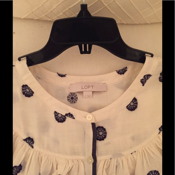 LOFT Nautical Floral Ruffle Shell - Picture 3 of 3