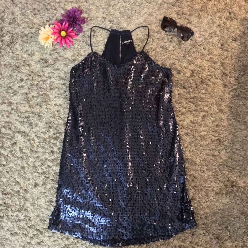 Express Blue Sequin Dress