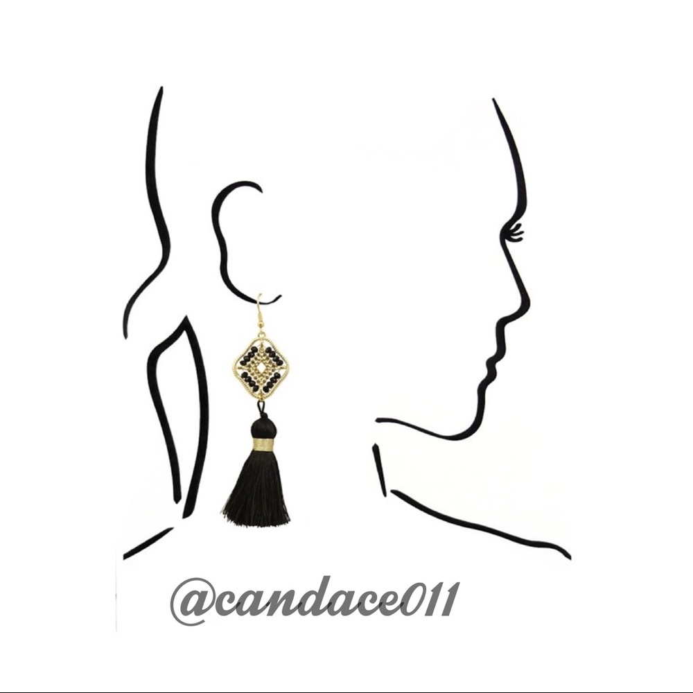 Black Tassel Earrings - Picture 3 of 6