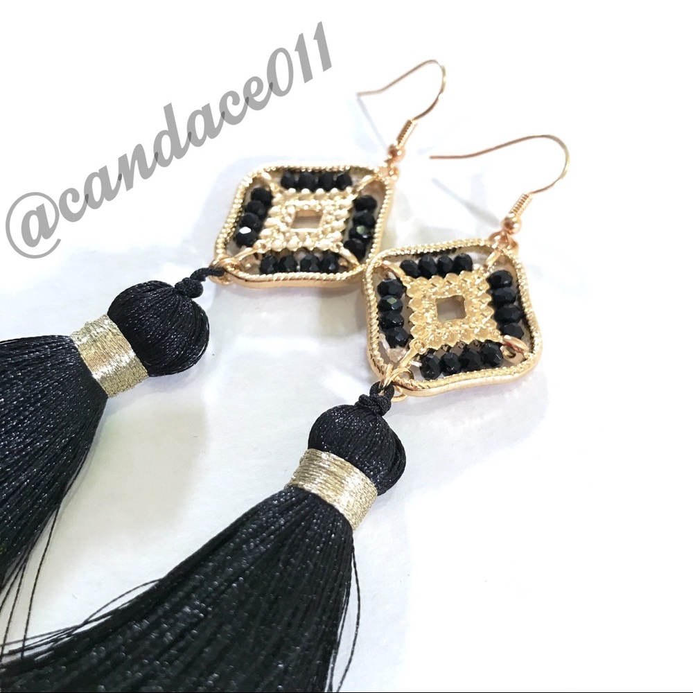 Black Tassel Earrings - Picture 6 of 6