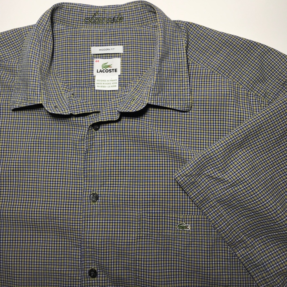 Lacoste Modern Fit 44 XL Button Front checkered