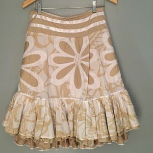 Oilily ruffle flared tan skirt