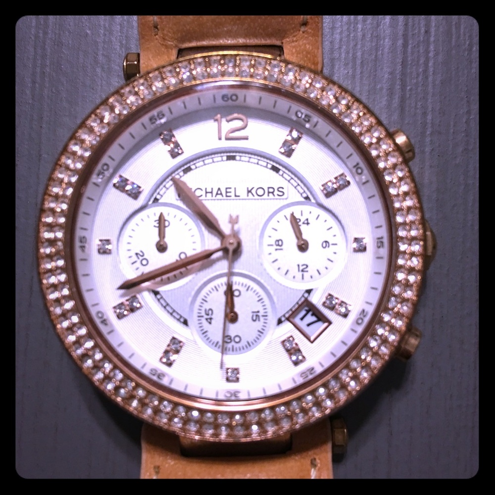 Genuine Leather Michael Kors with pave crystals!!