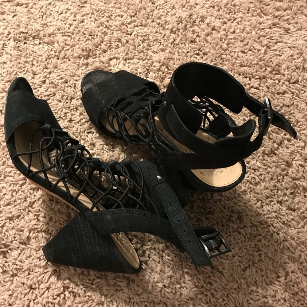 Vince Camuto Black Leather Stack Heel WMS 9.5 (US)