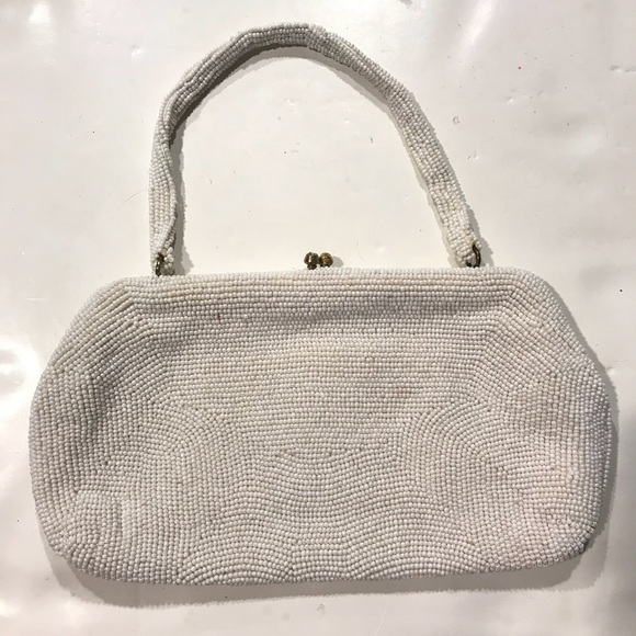 VINTAGE BAG BY JOSEF BEADED JAPAN FLORAL CLUTCH - Picture 11 of 16