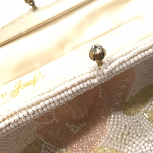 VINTAGE BAG BY JOSEF BEADED JAPAN FLORAL CLUTCH - Picture 13 of 16