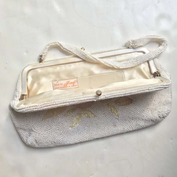 VINTAGE BAG BY JOSEF BEADED JAPAN FLORAL CLUTCH - Picture 8 of 16