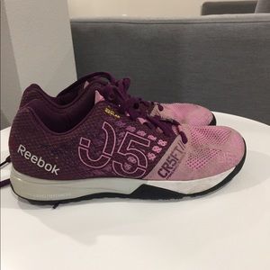 Pink Reebok CrossFit shoes