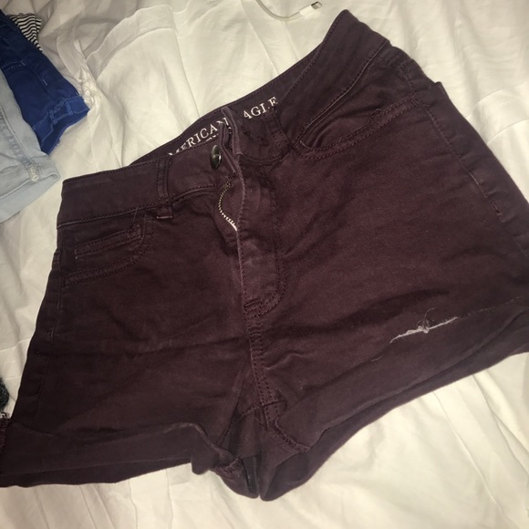 maroon jean shorts - Picture 2 of 2