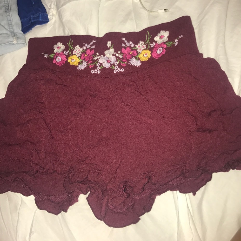 embroidered flower shorts