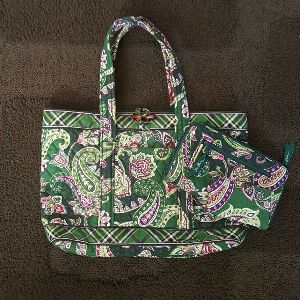 Vera Bradley Toggle Tote Chelsea Green+Wallet