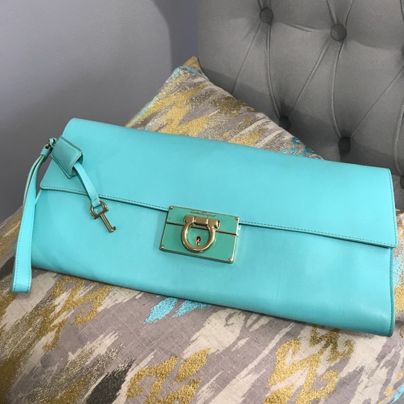 Salvatore Ferragamo Turquoise Envelope Clutch - Picture 4 of 8