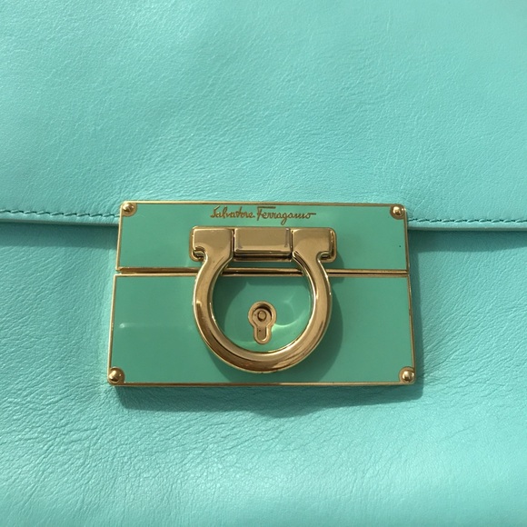 Salvatore Ferragamo Turquoise Envelope Clutch - Picture 5 of 8