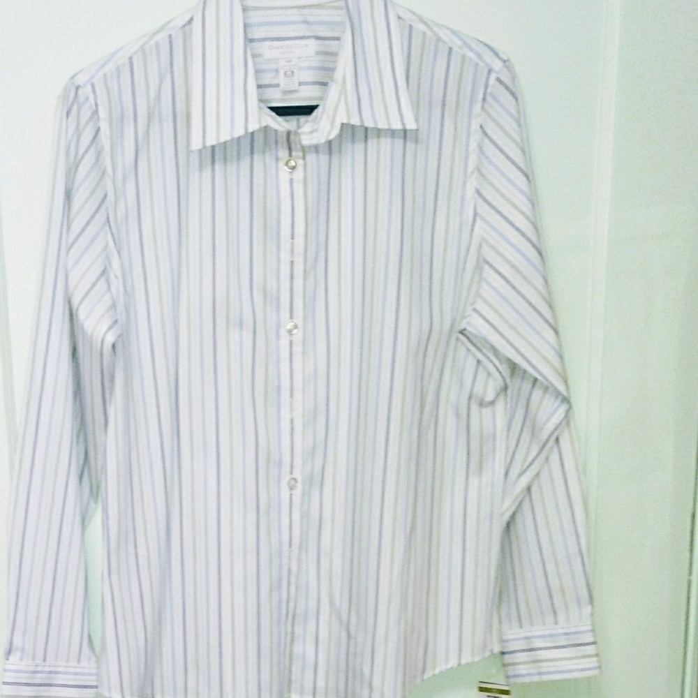 Charter Club Petites Striped LS Blouse NWT