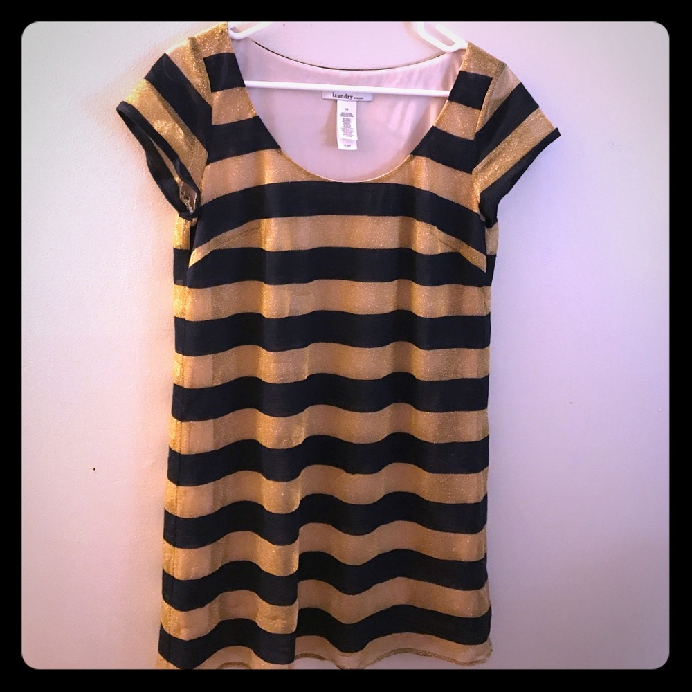 Gold speck striped dress