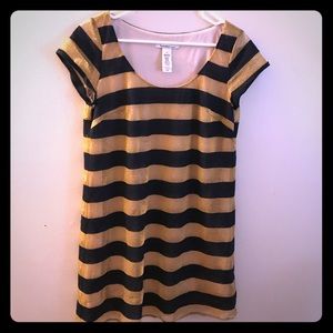 Gold speck striped dress