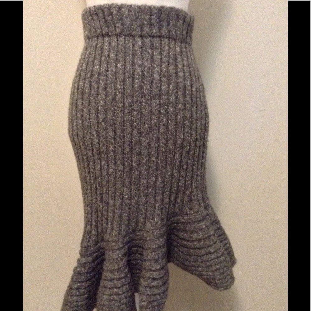 Knit asymmetrical ruffle skirt