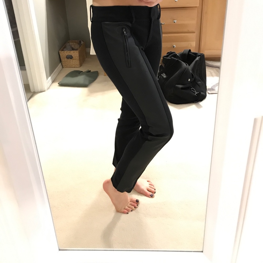 Petite Ann Taylor Leather Panel Pants