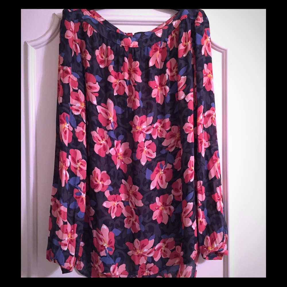 Loft Hibiscus Shirred Blouse