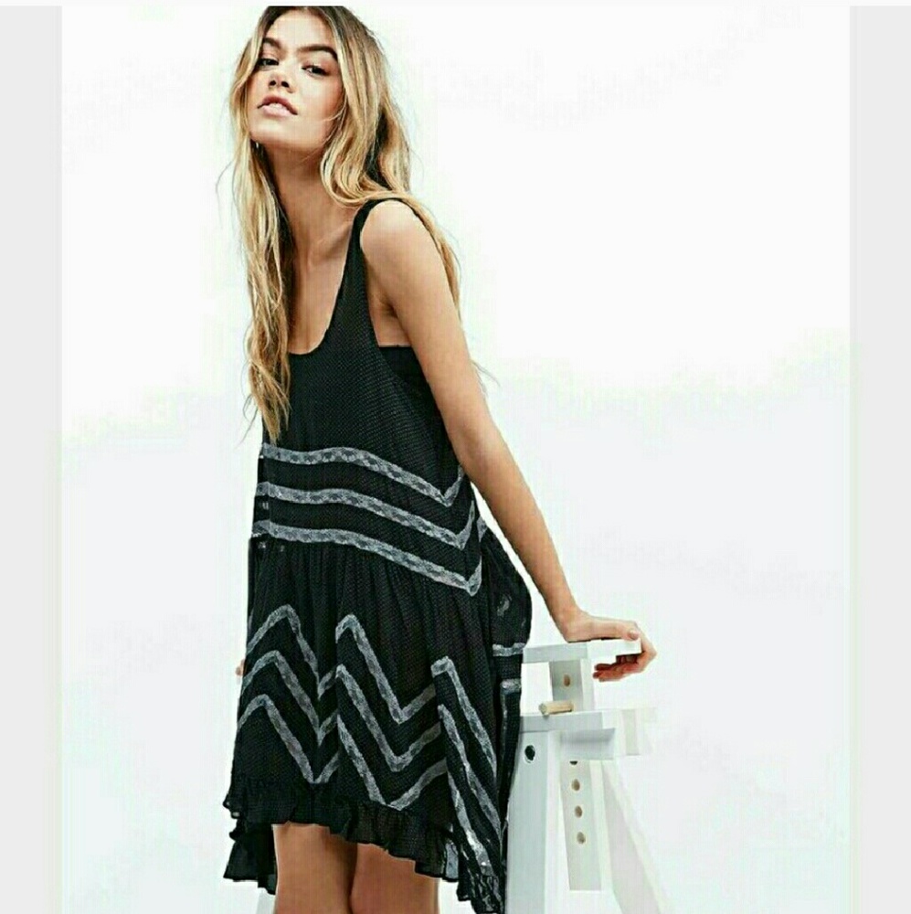 Free People trapeze voile & lace dress