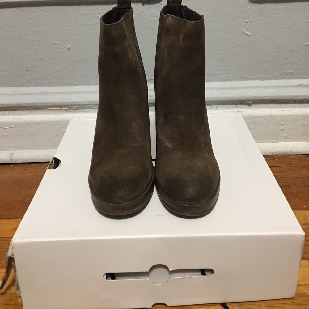 Suede block heel booties