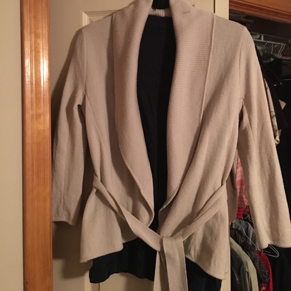 BCBG Shawl collar wrap sweater