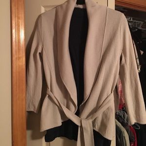 BCBG Shawl collar wrap sweater
