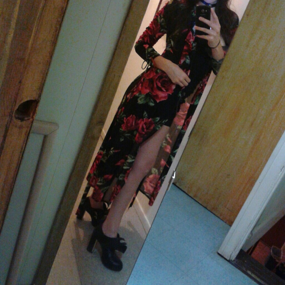Belted Roseprint Duster - Picture 7 of 8
