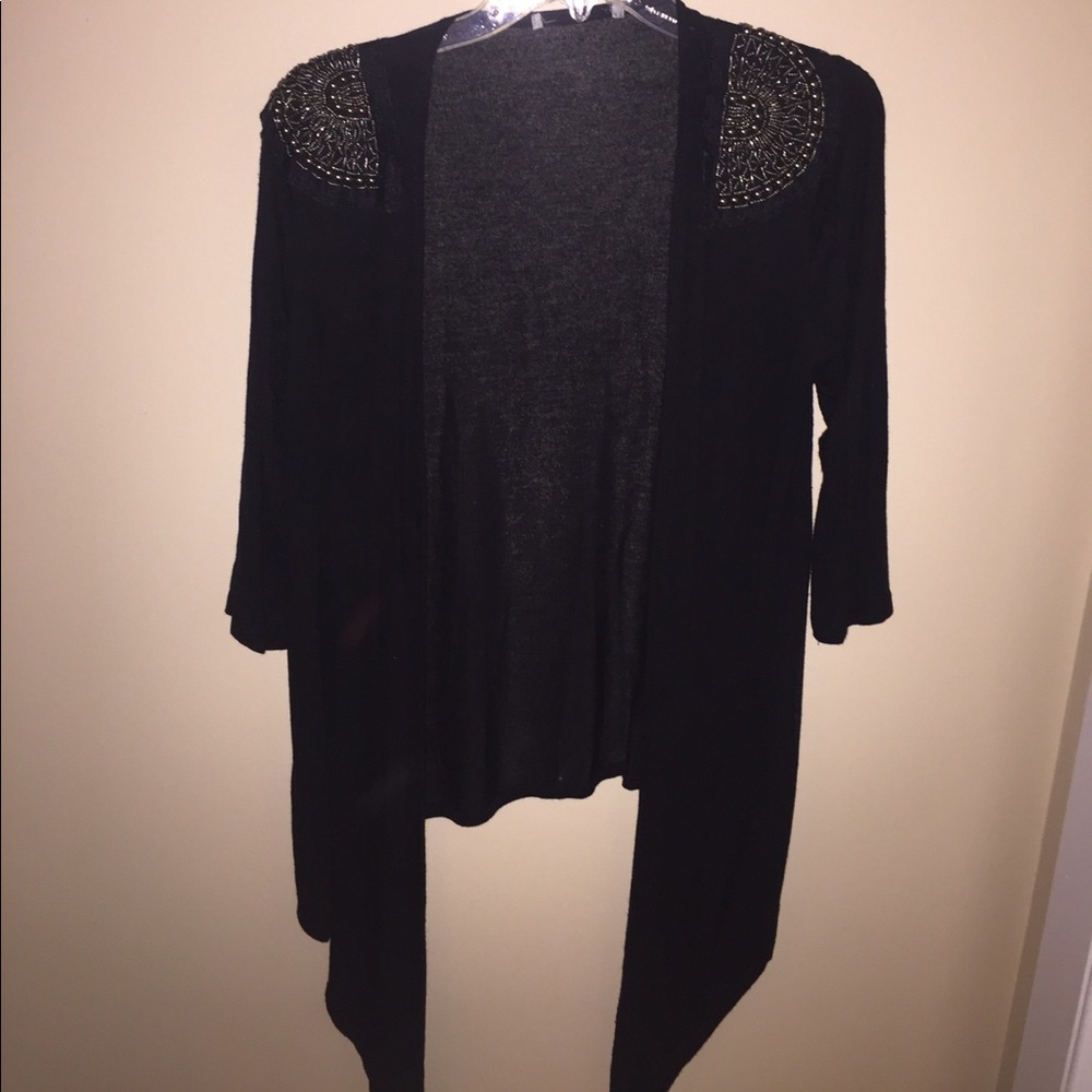 Black cardigan with beaded shoulders