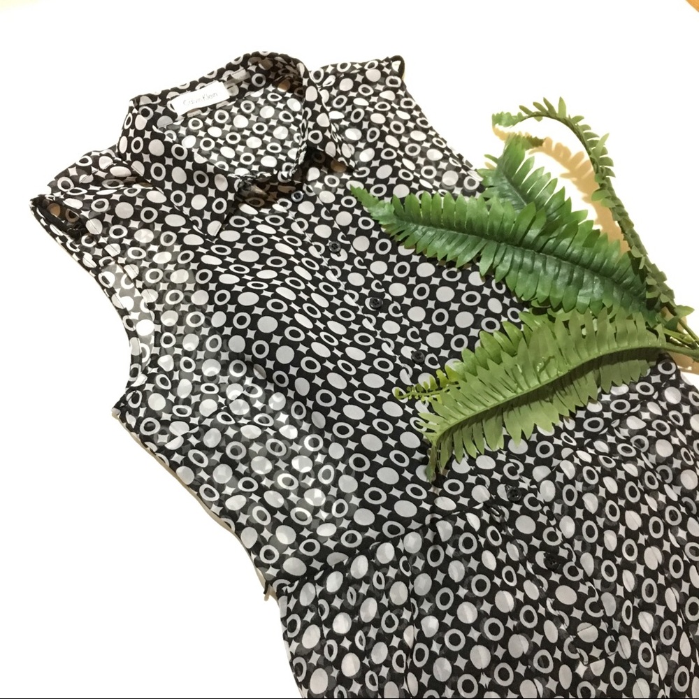 CALVIN KLEIN button-up black/white collared dress