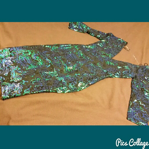HP!*Turquoise Sequined Dress - Picture 5 of 8