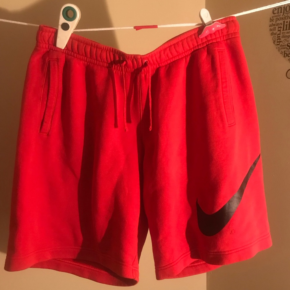 Red Nike sweat shorts