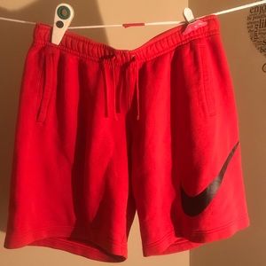 Red Nike sweat shorts
