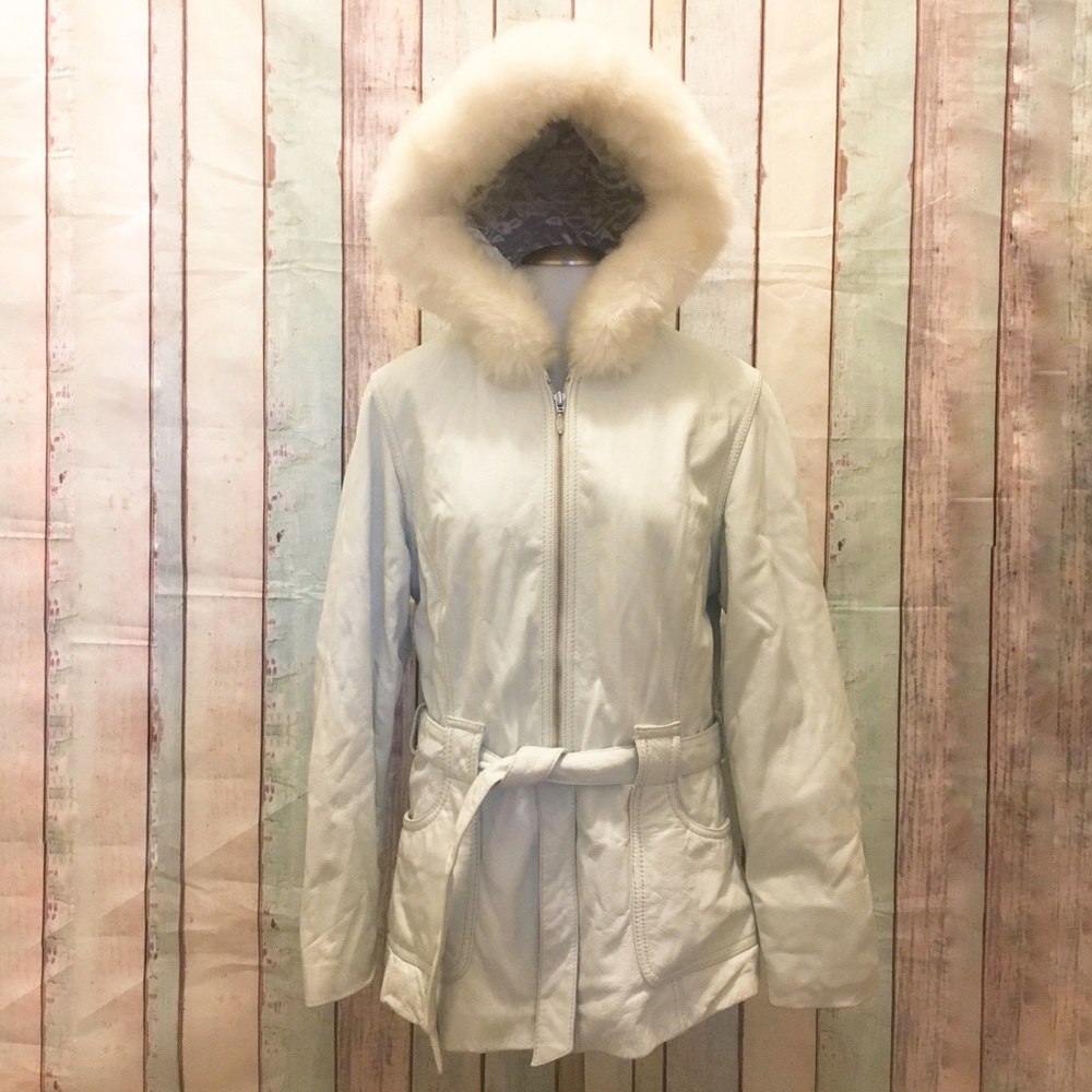 Wilson Leather White Trench Coat Jacket