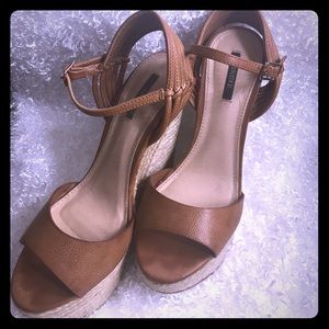 Tan espadrille wedge heel