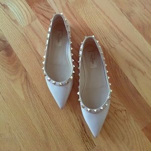 Valentino Rockstud Ballerina Flat Poudre 36 *$FIRM