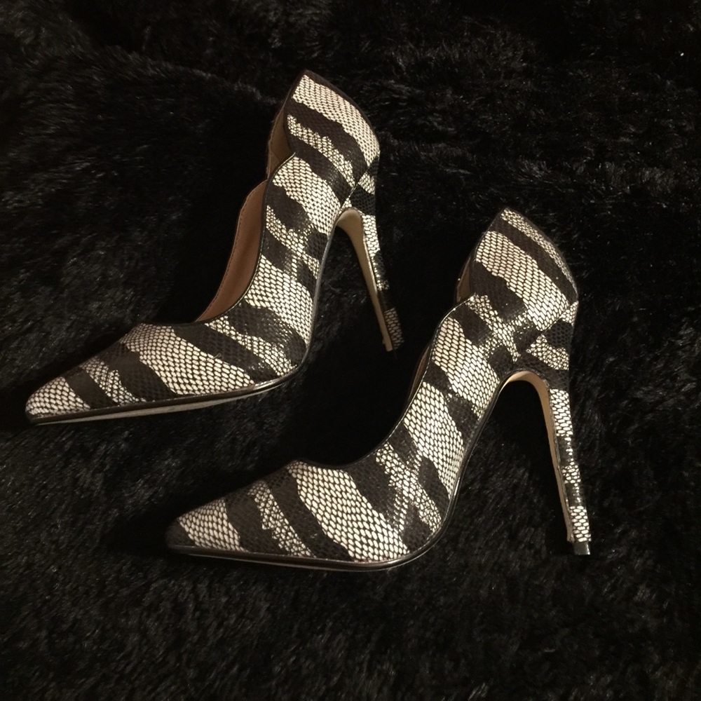 JustFab Zebra print high heels