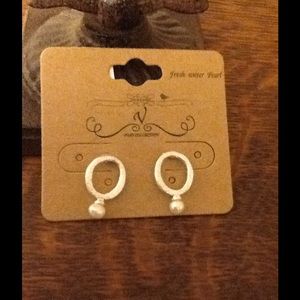 Hammered Silver and Fresh Water Pearl Earrings