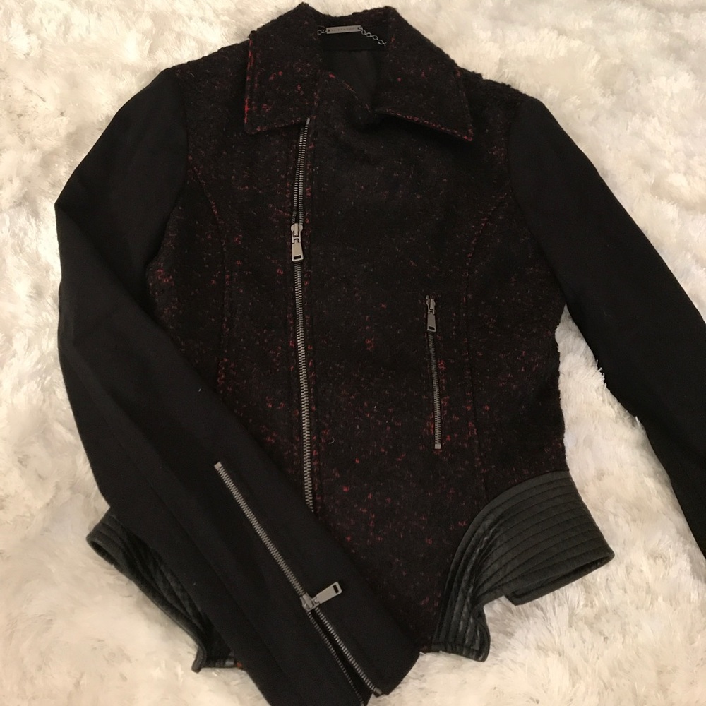 Elie Tahari Black&Red francis Motocycle Jacket