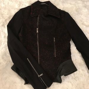 Elie Tahari Black&Red francis Motocycle Jacket