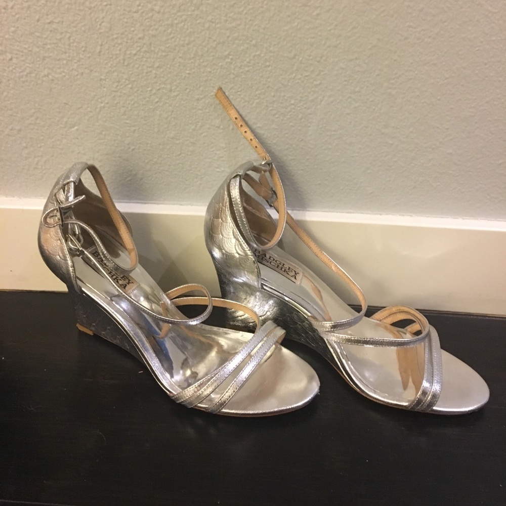 Badgley Mischka carnation II silver wedges size 7