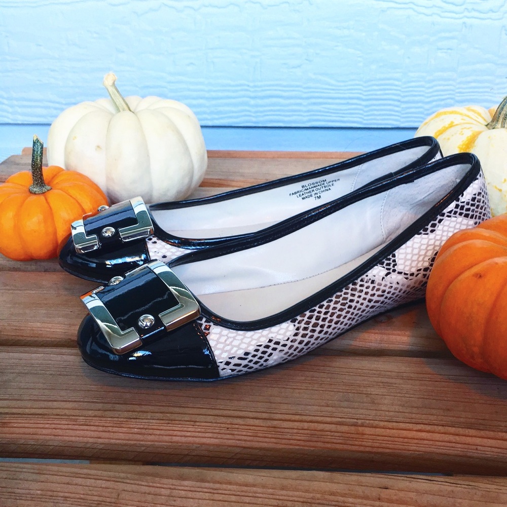 White House Black Market Snakeskin Flats
