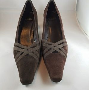 Brown suede low heels