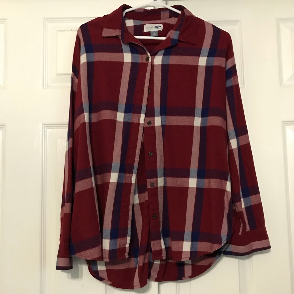 Old Navy button up plaid tunic shirt, flannel, L